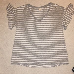 NWOT grey stripe v-neck top.